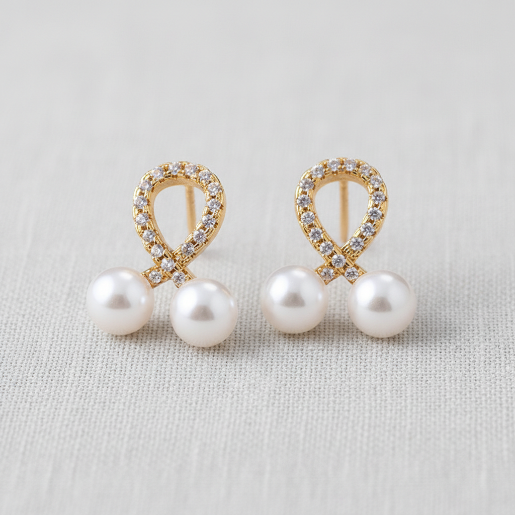 Bow Pearl Stud