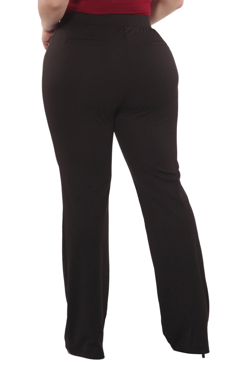 Plus Size Flare Pants W/Button