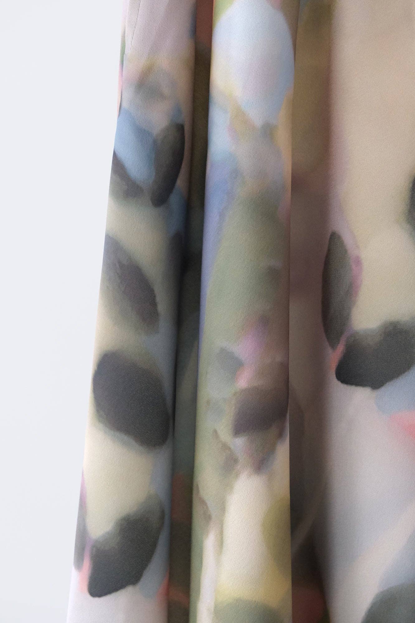 Watercolor Print Satin Maxi Skirt