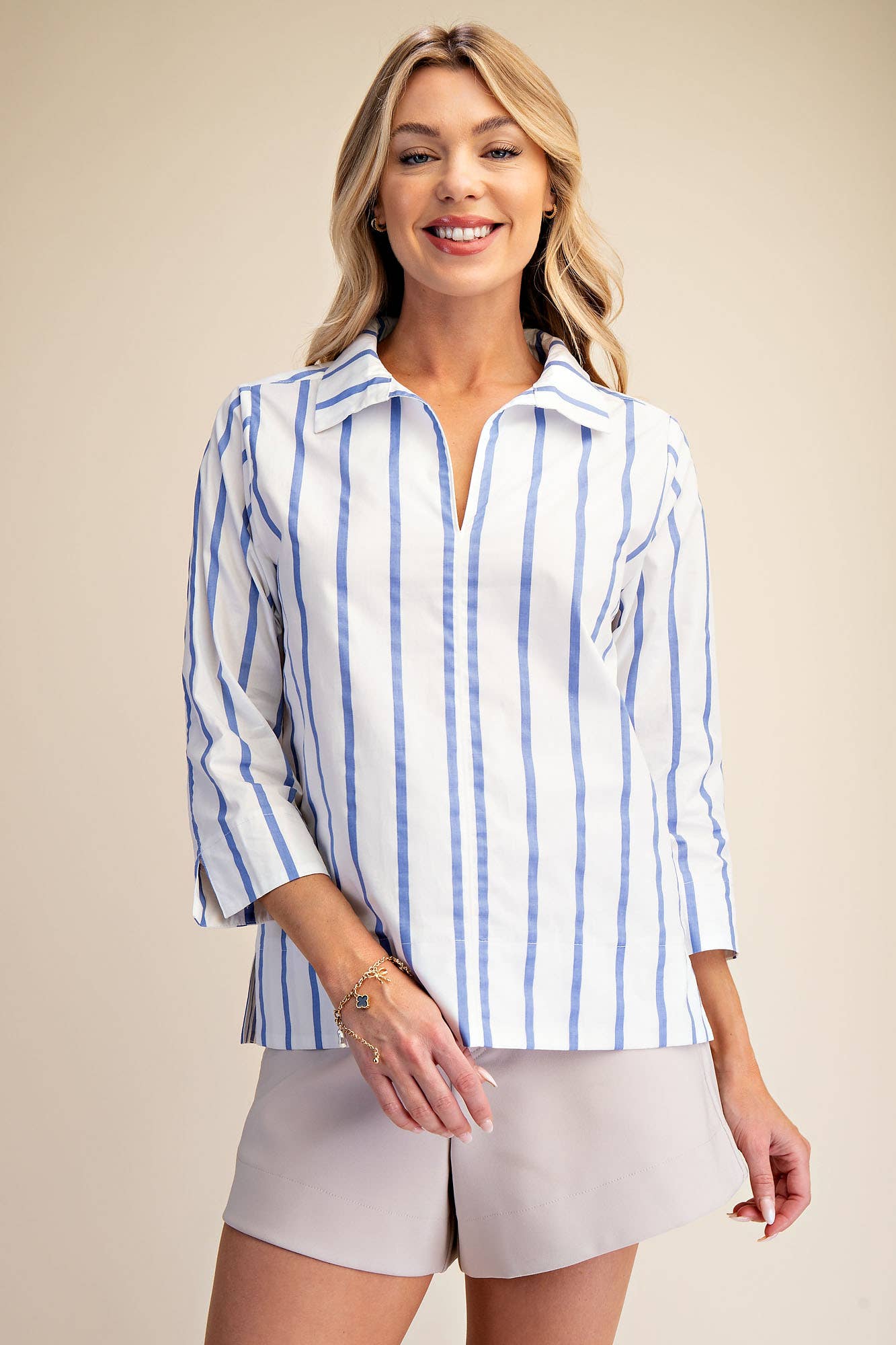 Striped V-Neck Blouse