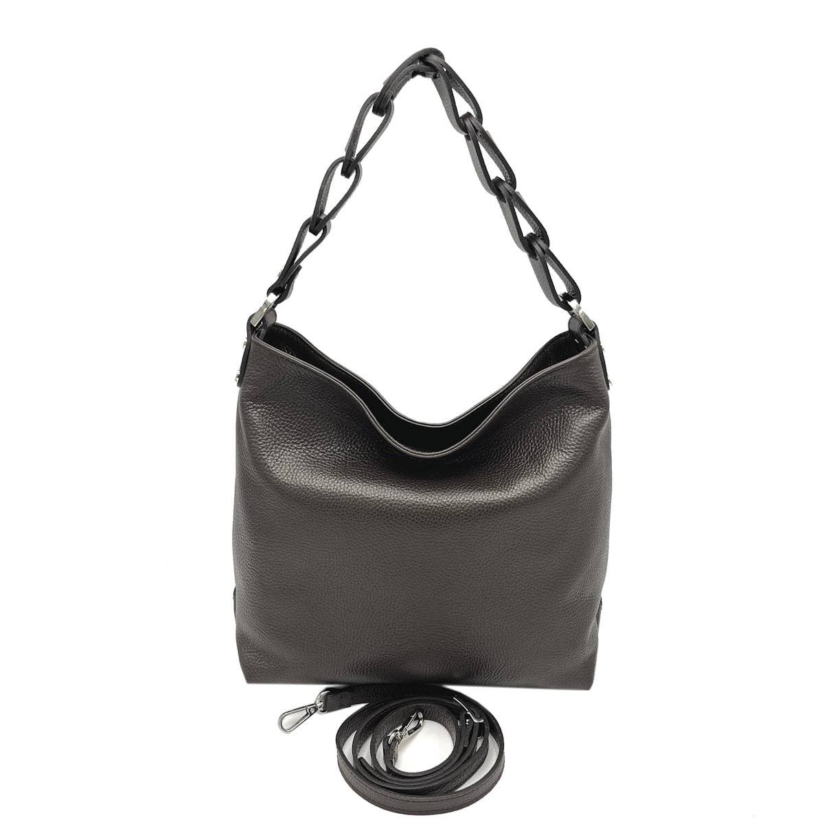 Genuine leather hobo hanbag