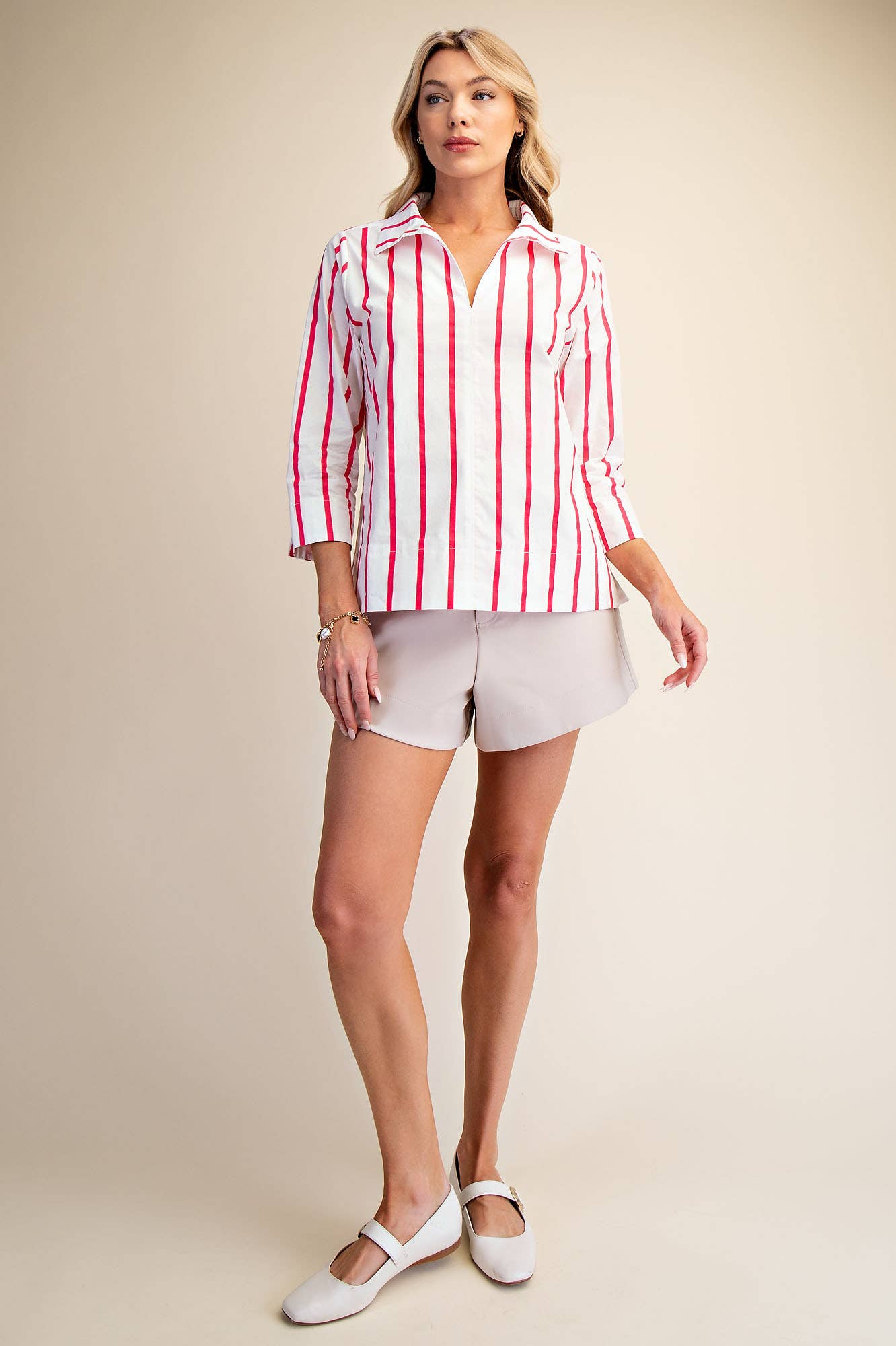 Striped V-Neck Blouse