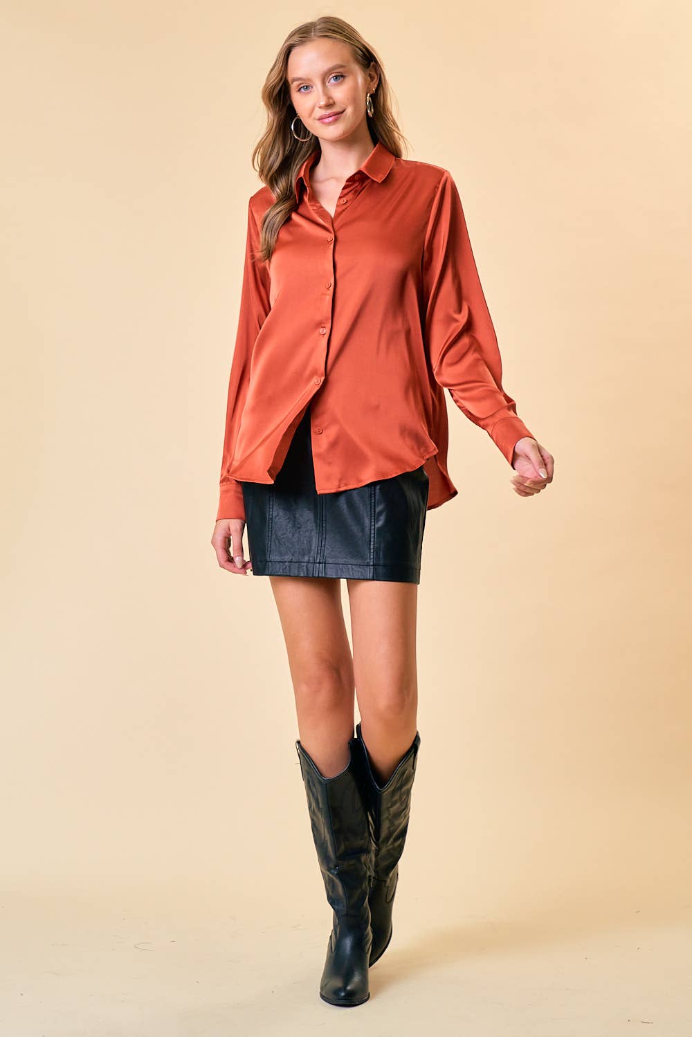 Satin Button-up Shirt