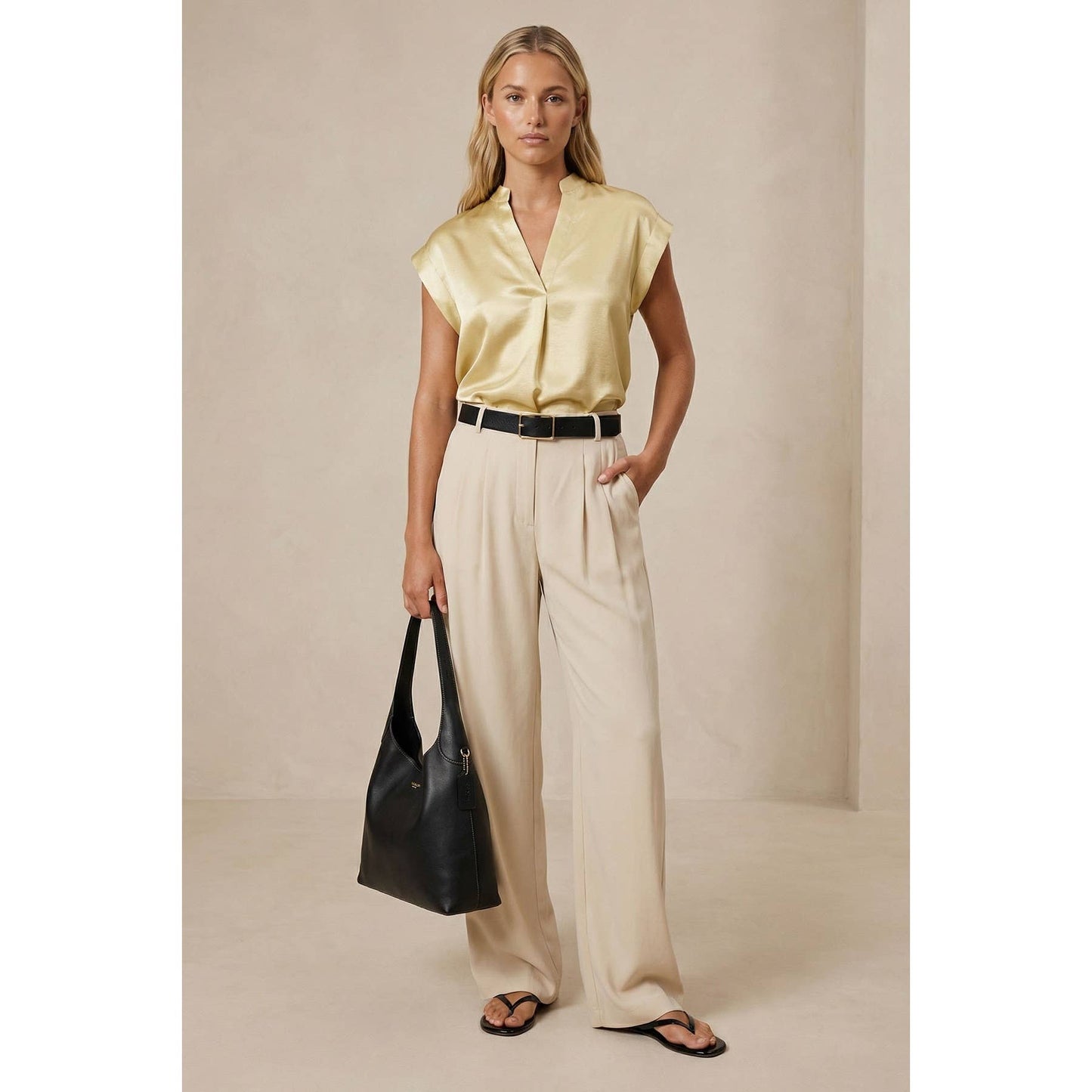 Cap Sleeve Satin Blouse