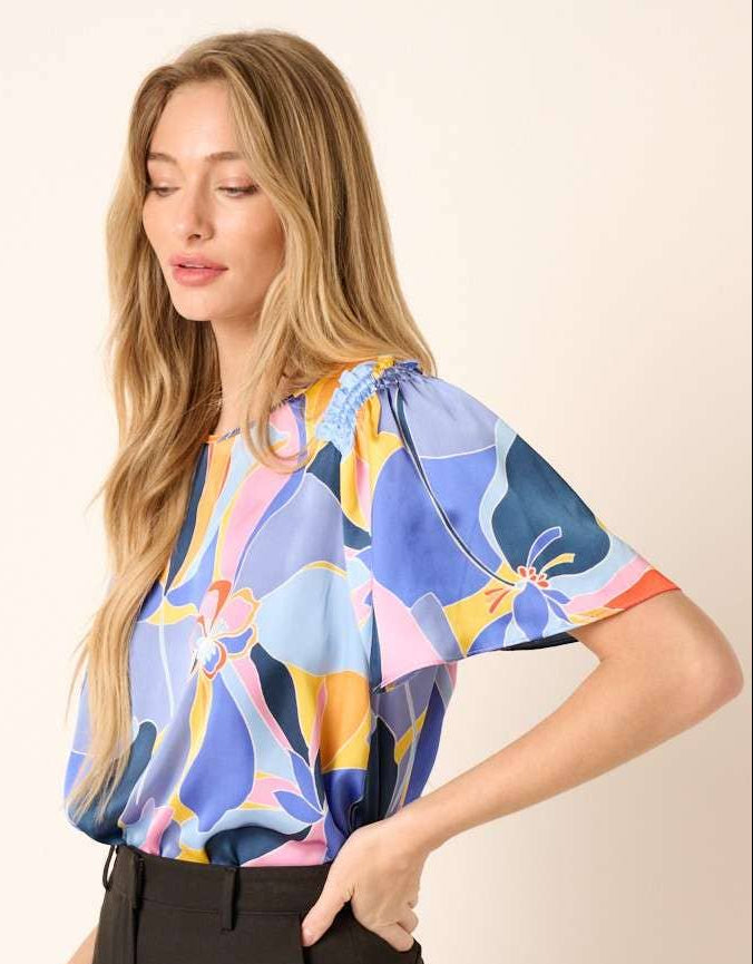 Flower Satin  Blouse