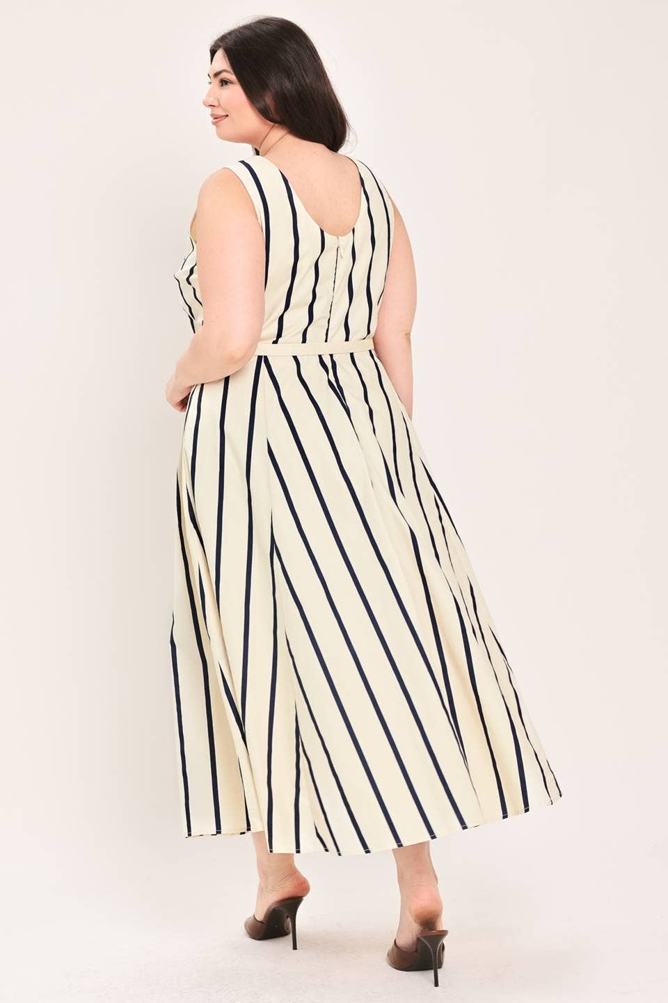 Plus Striped Midi Dress