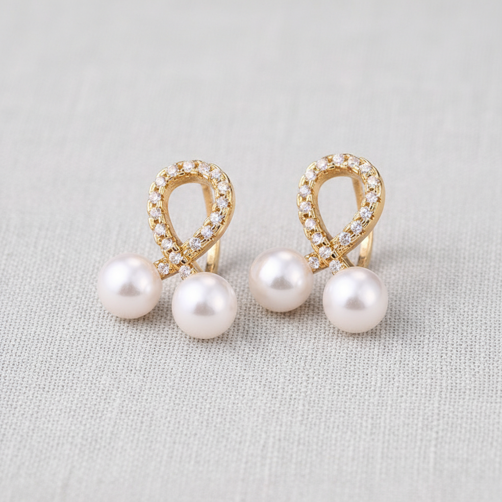 Bow Pearl Stud