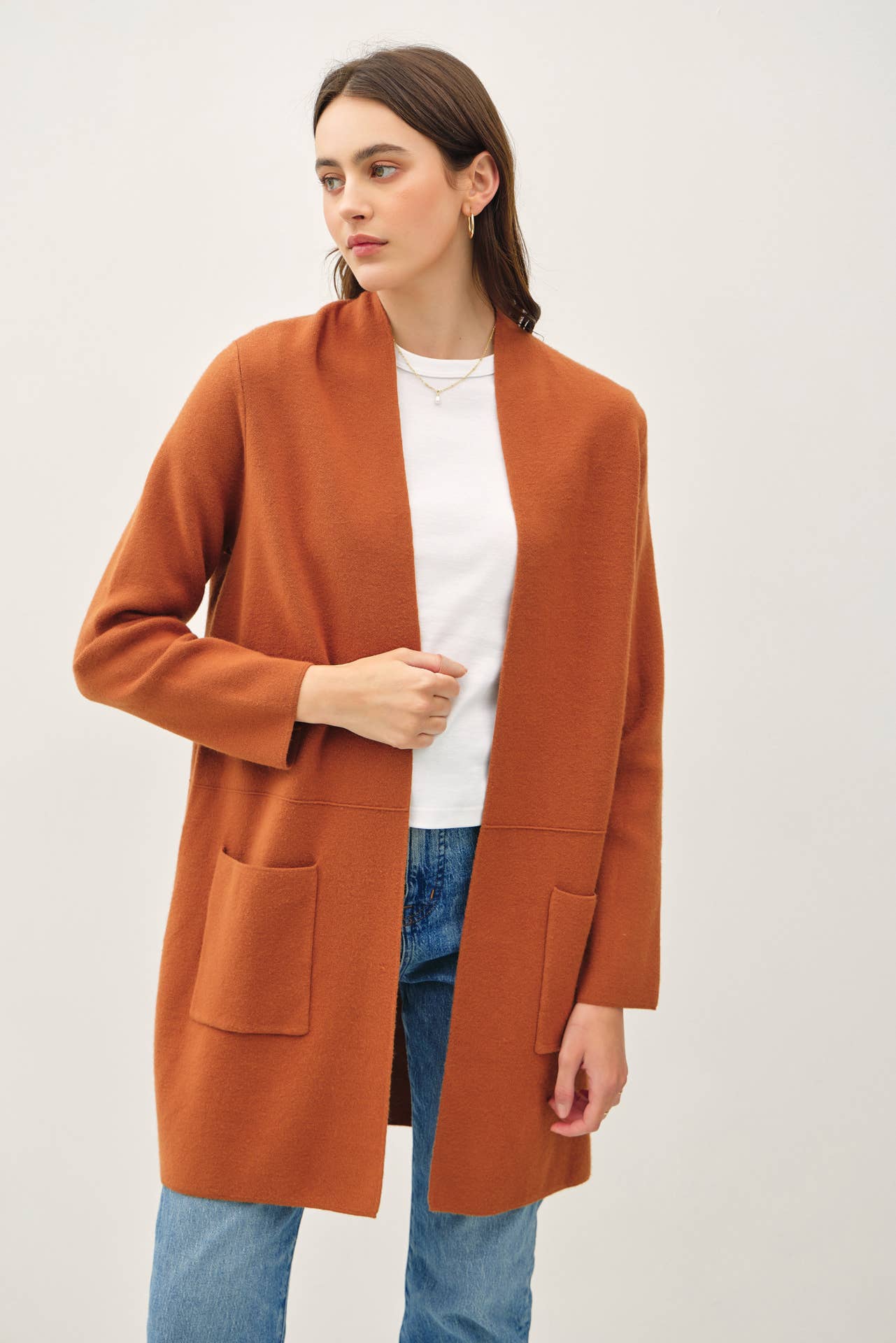 Open  Front Classic Knit Coat