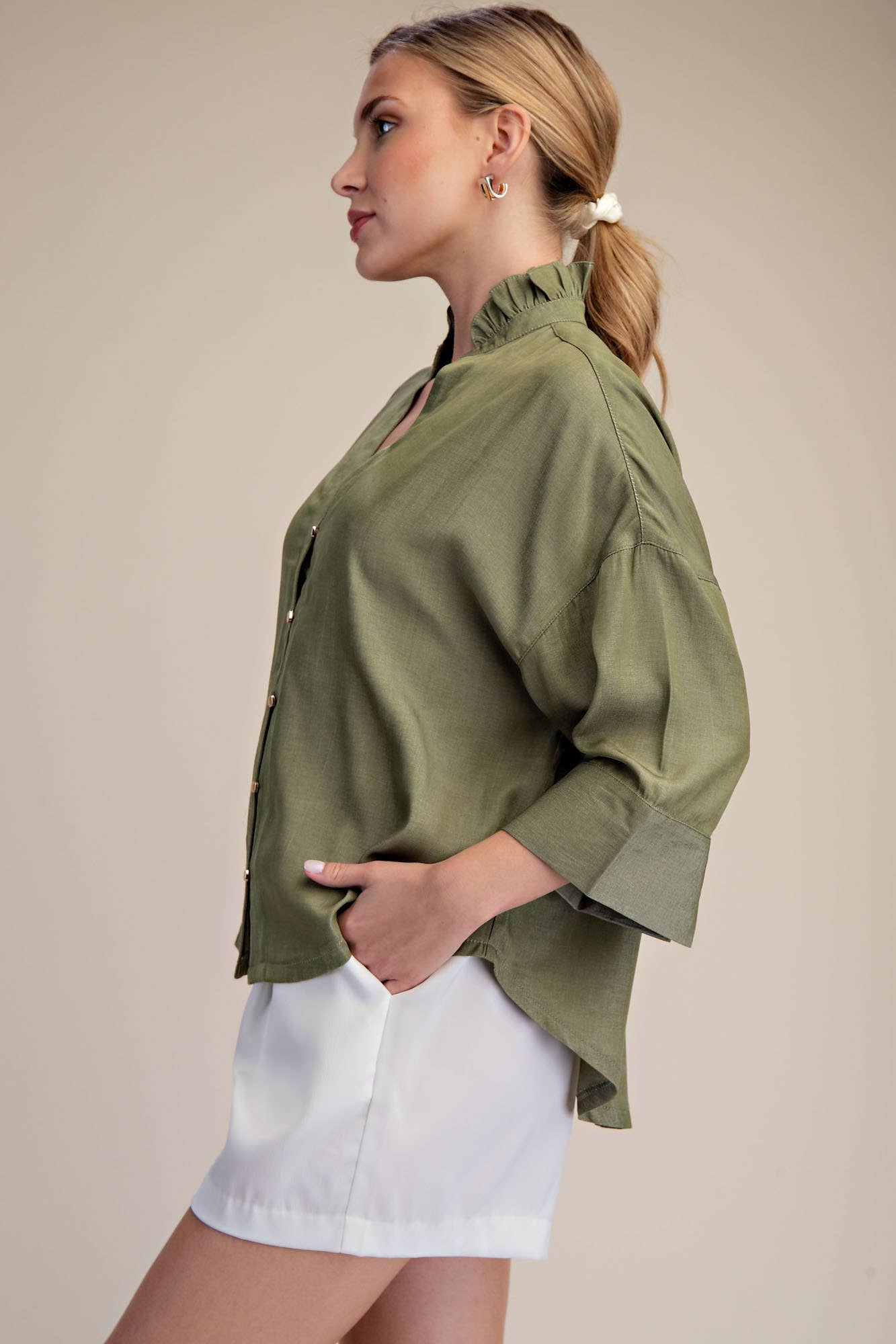 Ruffle V-neck blouse