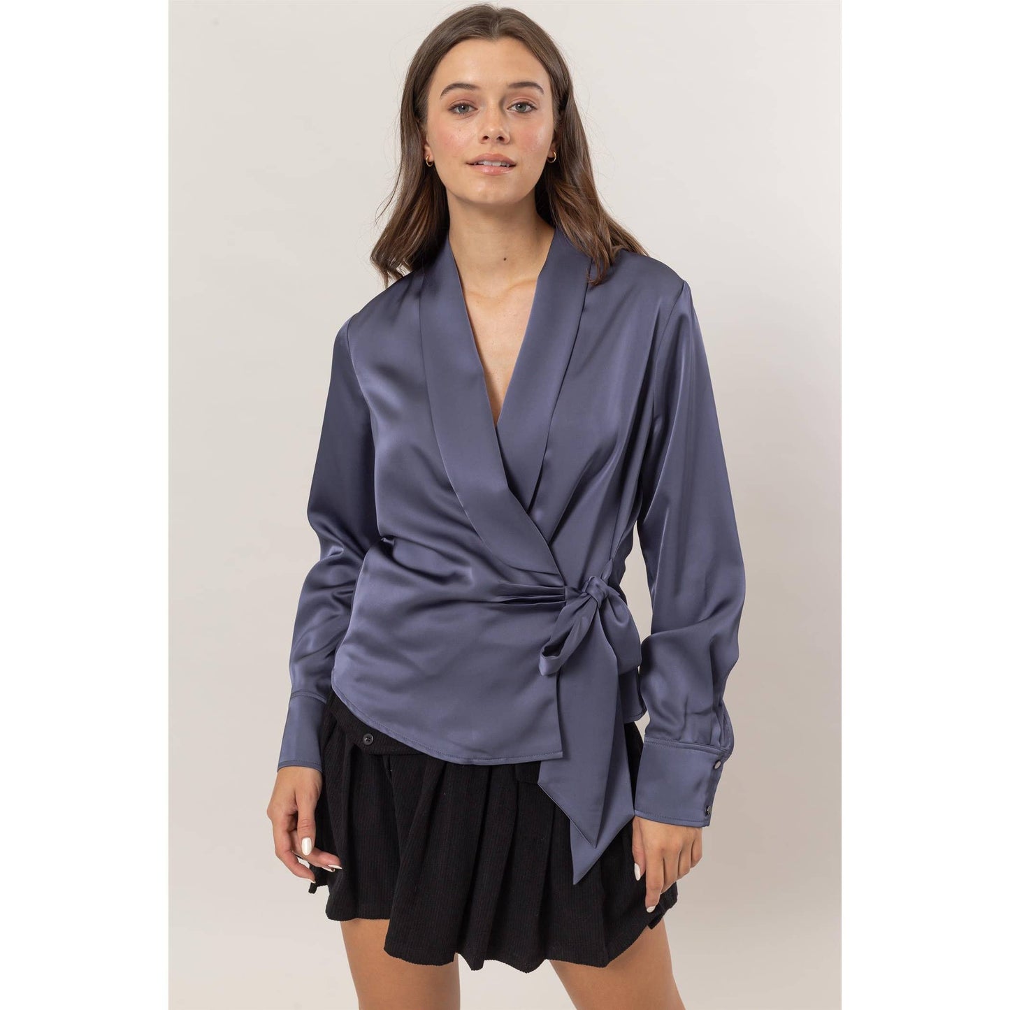 Satin Blouse With Tie Detail