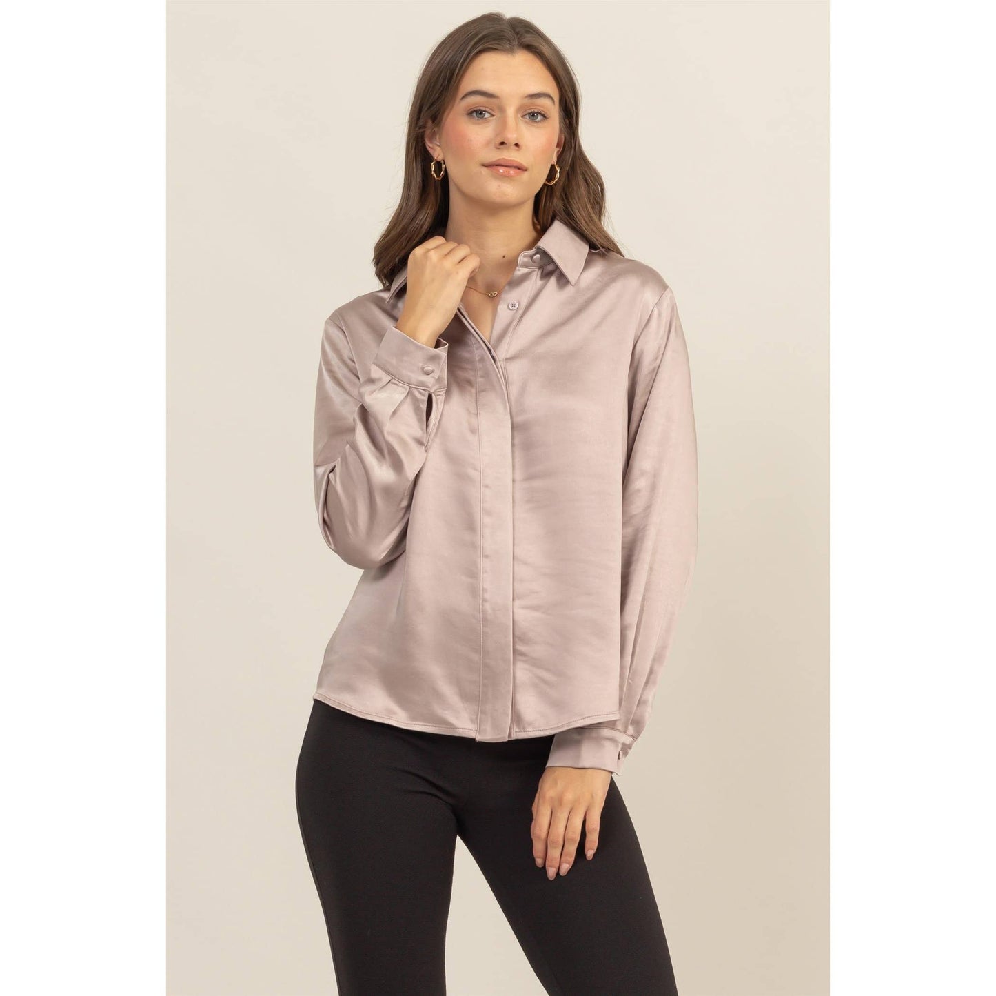 Satin Button-down Shirt