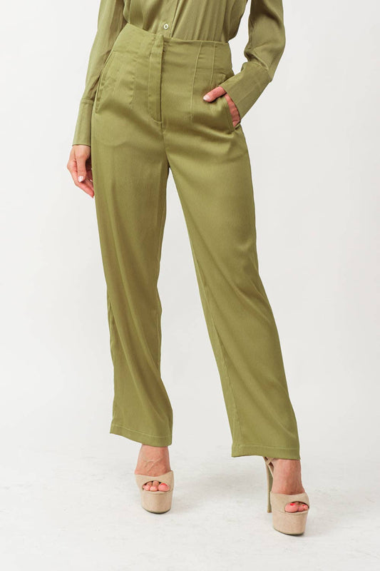 High Waist Satin Trousers