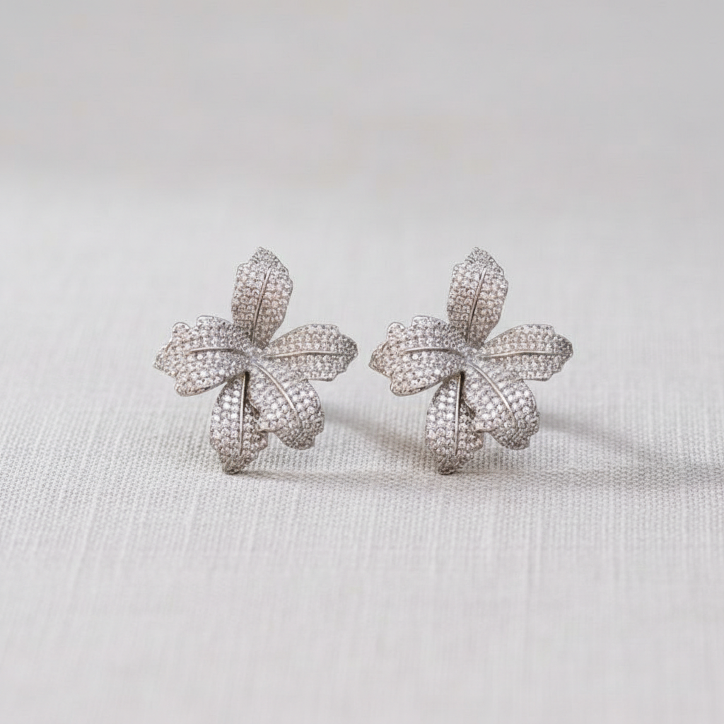 Zirconia Flower Earrings
