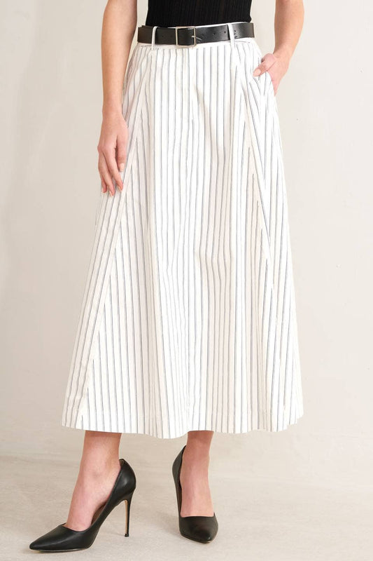 Striped Woven Midi Skirt