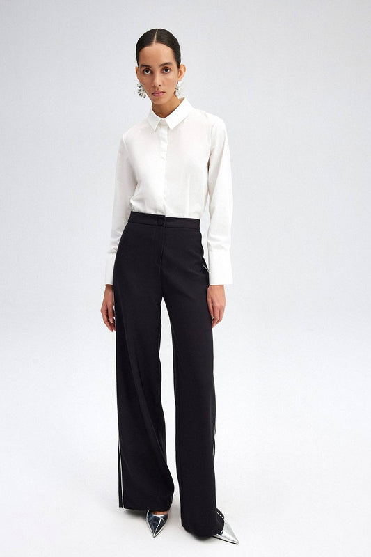 Wide-Leg Trousers with Side Trim