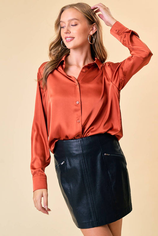 Satin Button-up Shirt