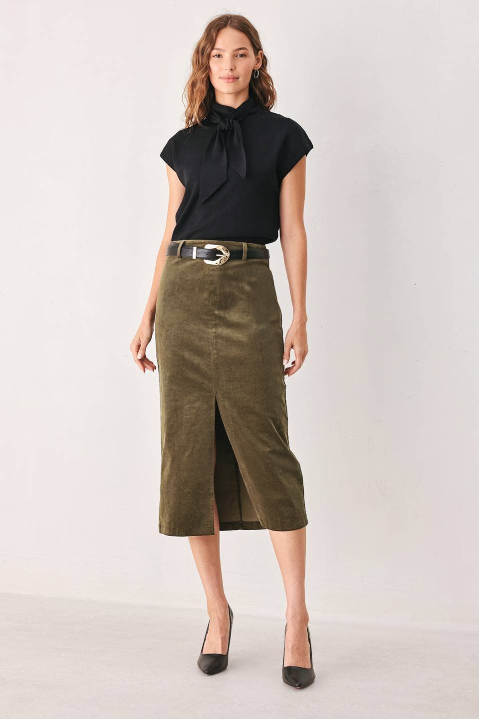 Corduroy pencil skirt
