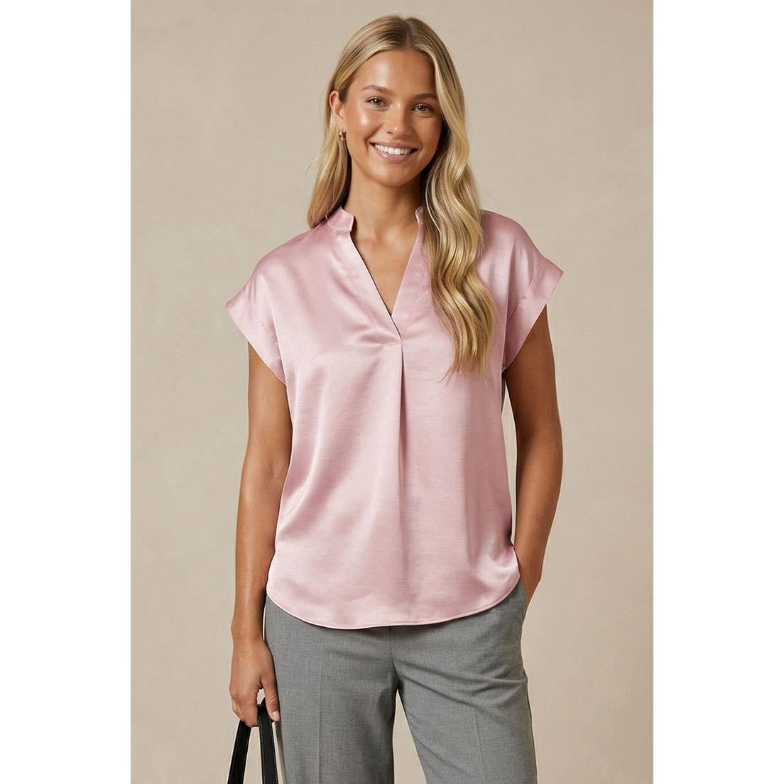 Cap Sleeve Satin Blouse