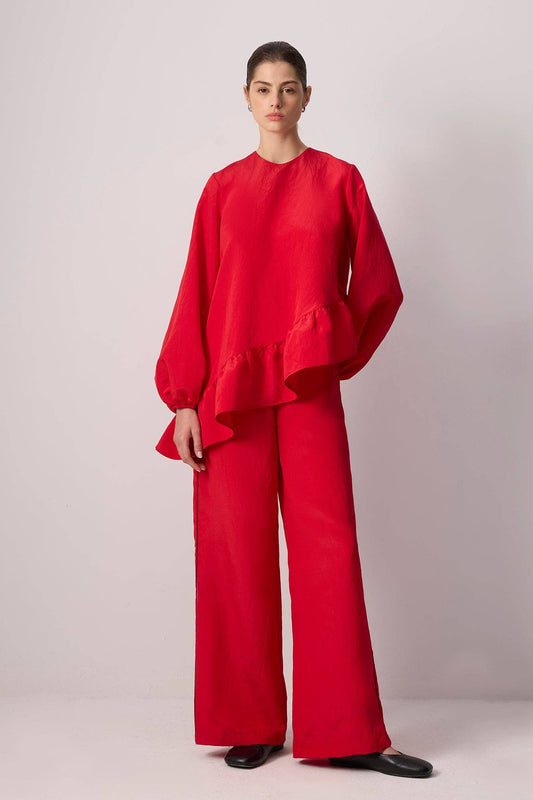 Wide-Leg Pants w/black Piping