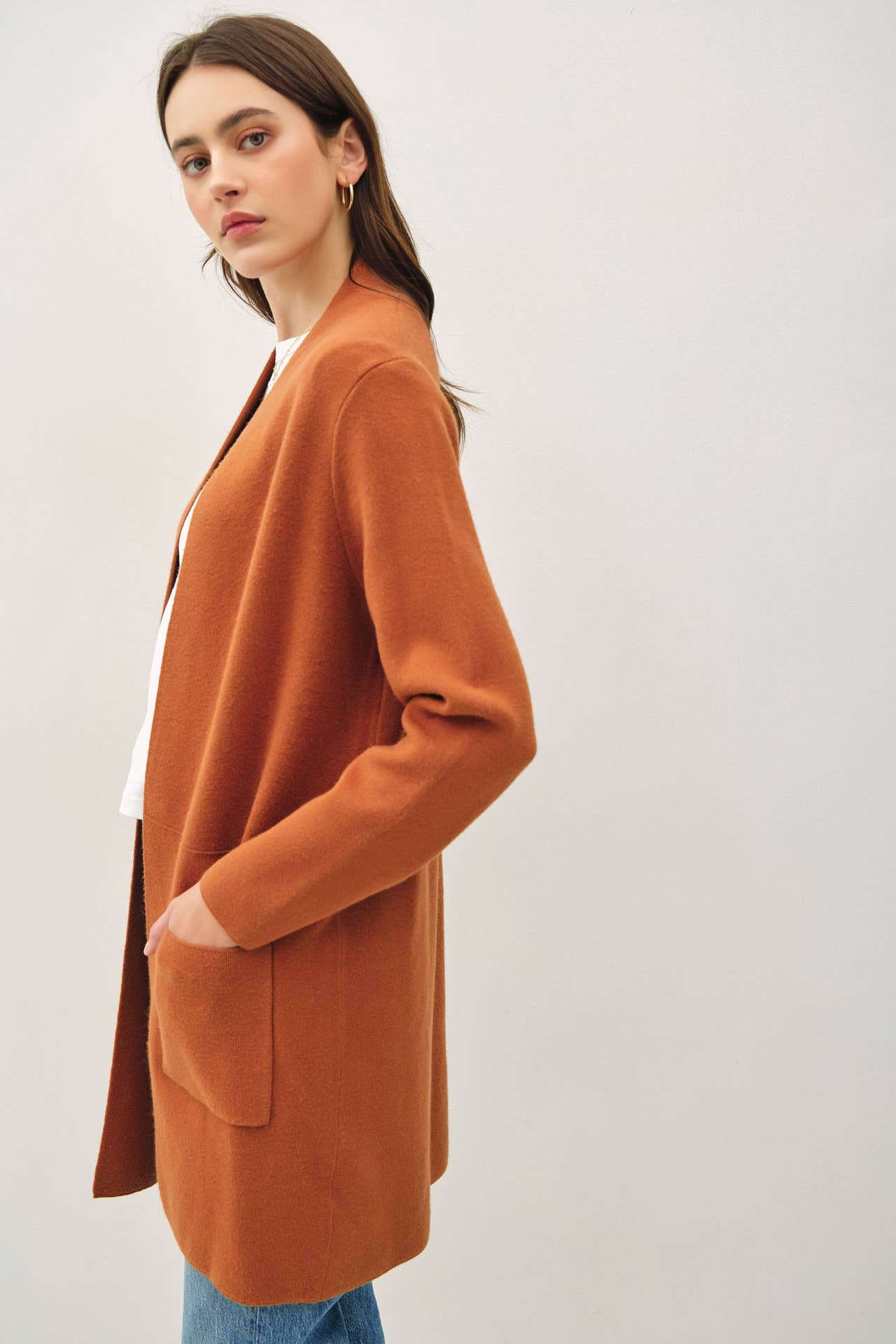 Open  Front Classic Knit Coat