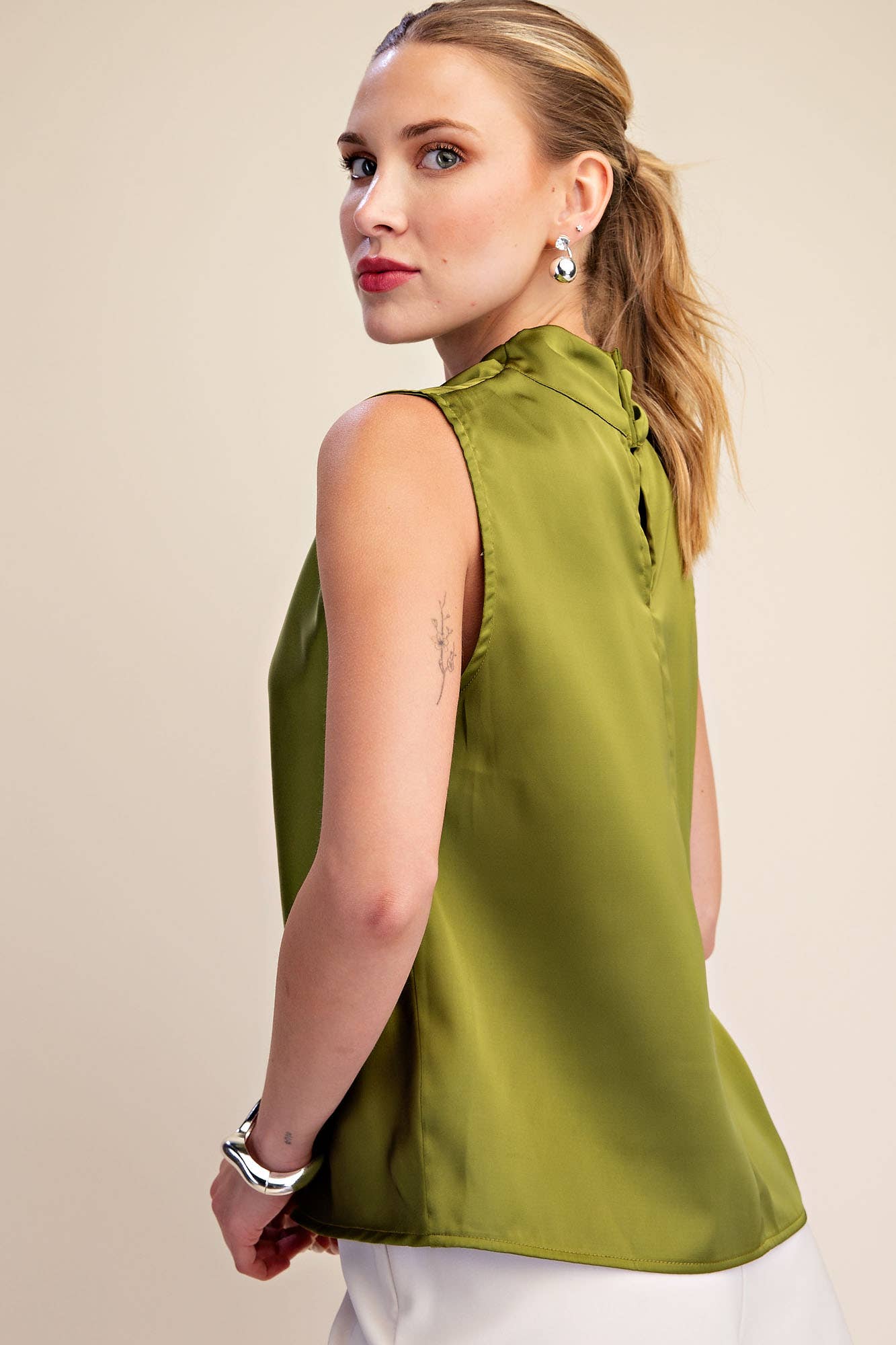 Mock-Neck Sleeveless Top
