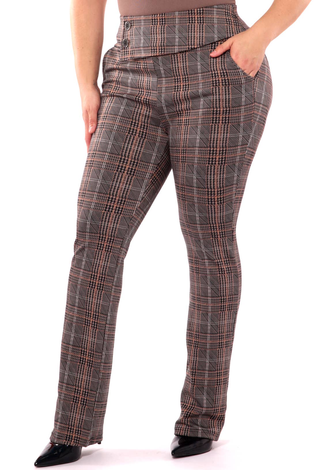 Plus Asymmetrical Button Waist Pants