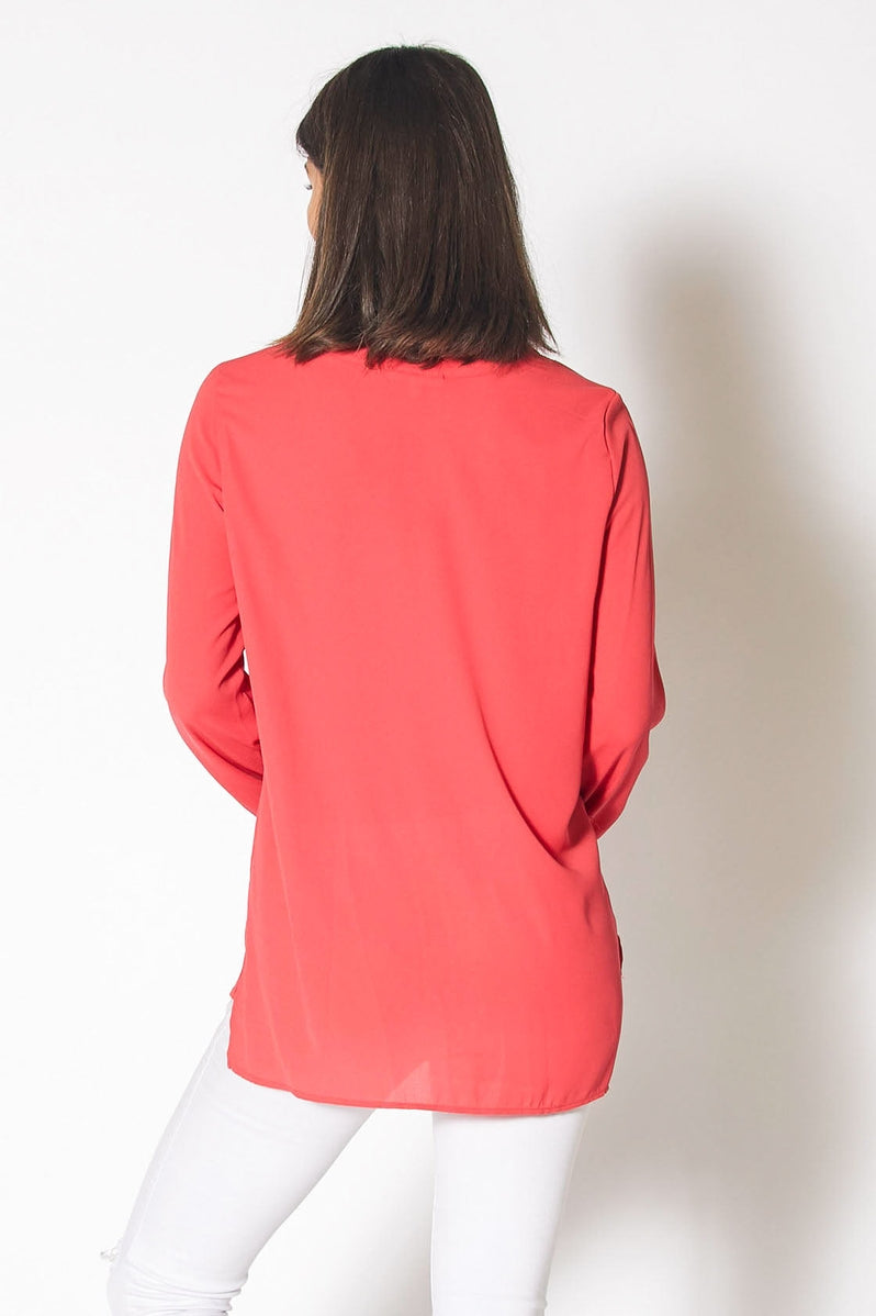 Long Sleeve Split Neck Top