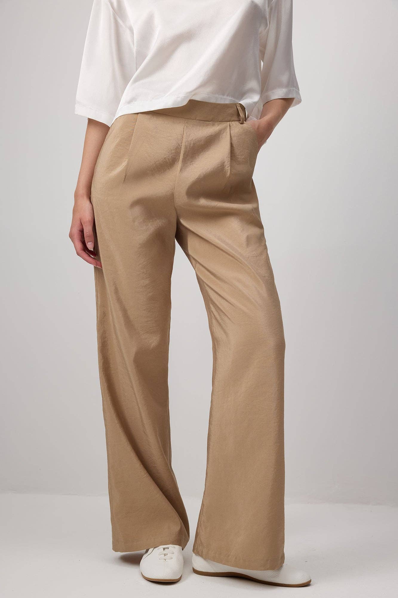 High-Waisted Wide-Leg Cupro Pants