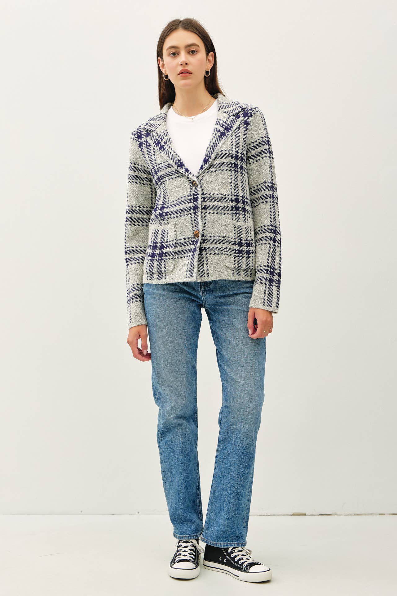 Plaid Sweater Jacket