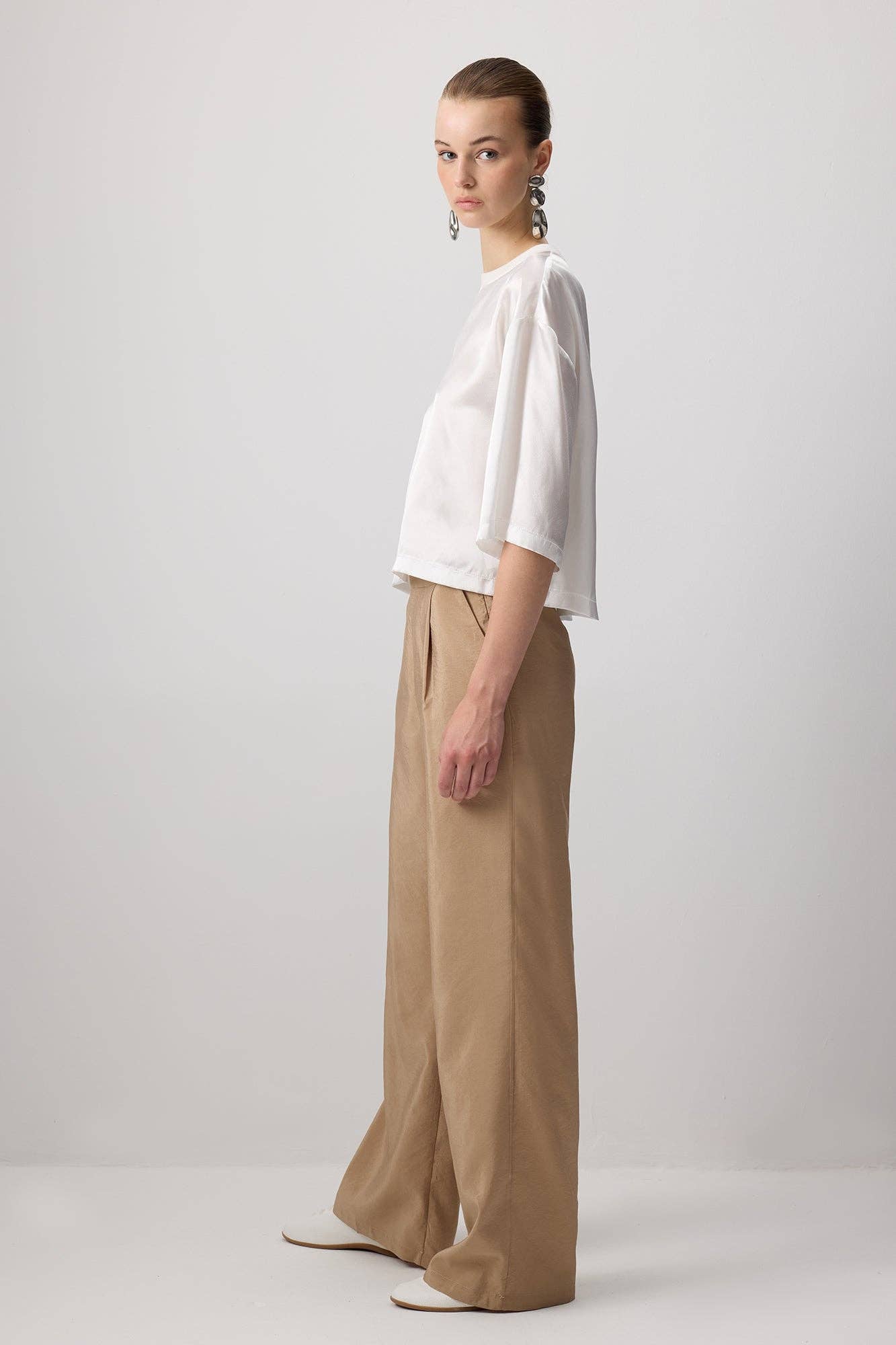 High-Waisted Wide-Leg Cupro Pants