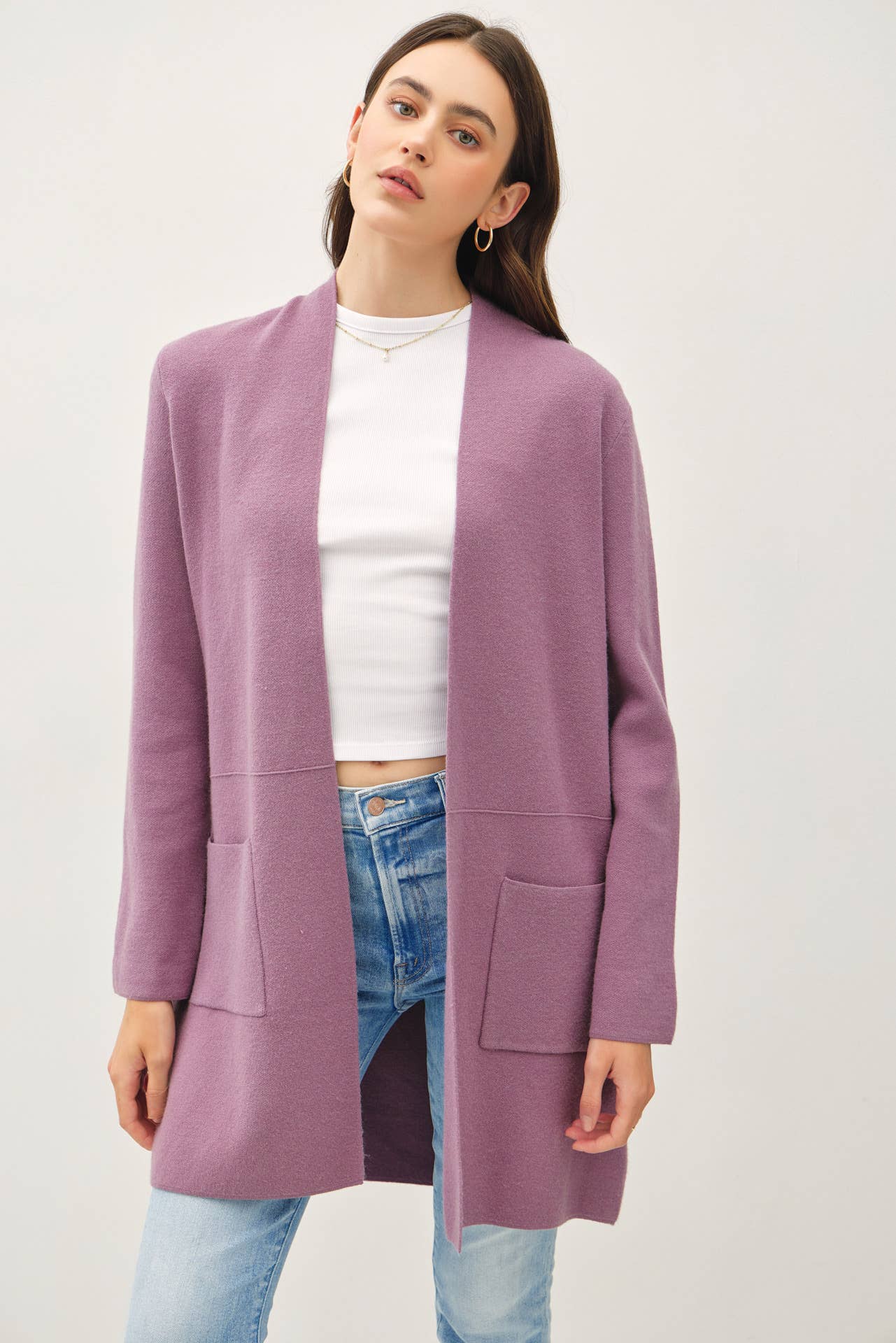 Open  Front Classic Knit Coat