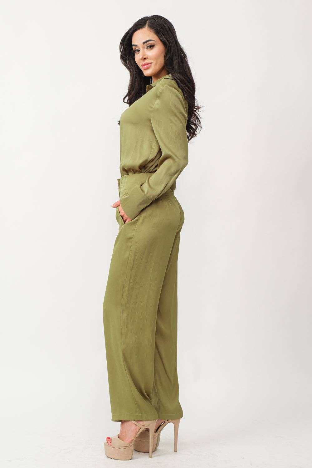 High Waist Satin Trousers