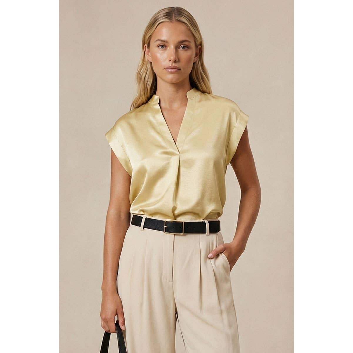 Cap Sleeve Satin Blouse