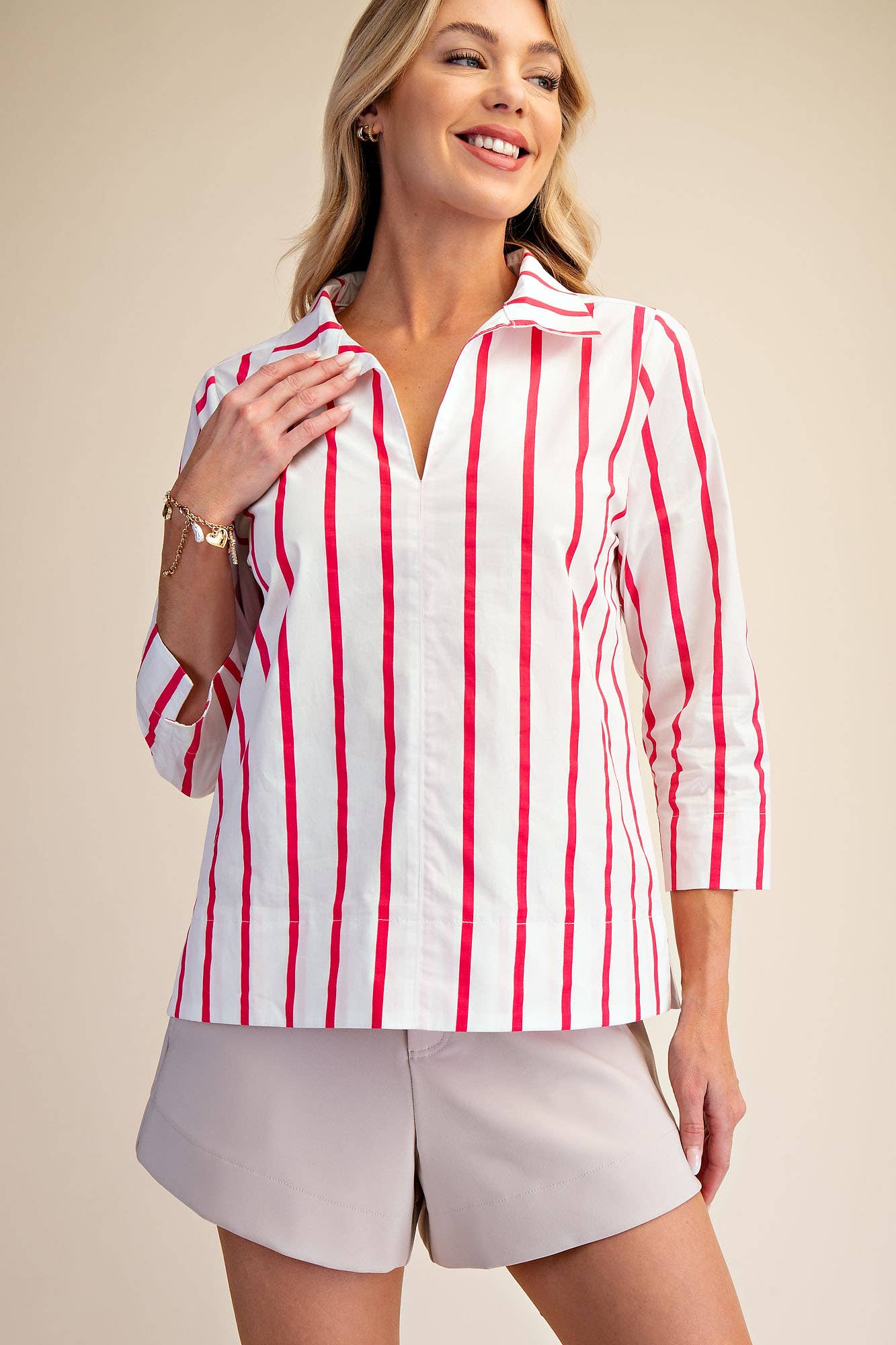 Striped V-Neck Blouse