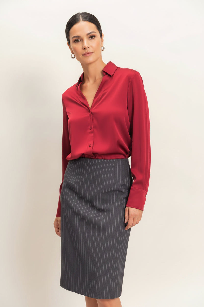 Satin Button-Up Shirt
