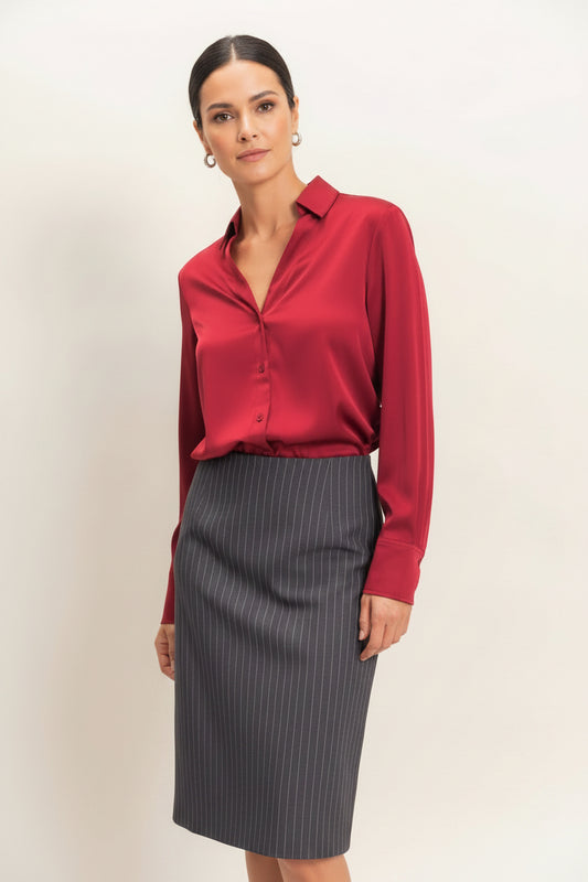 Satin Button-Up Shirt