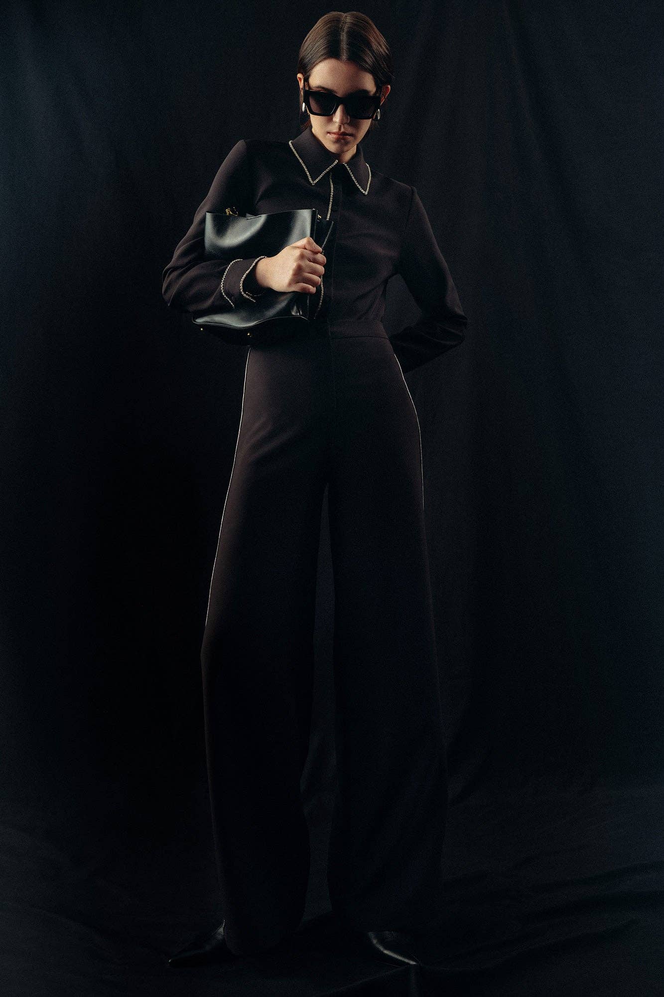 Wide-Leg Trousers with Side Trim