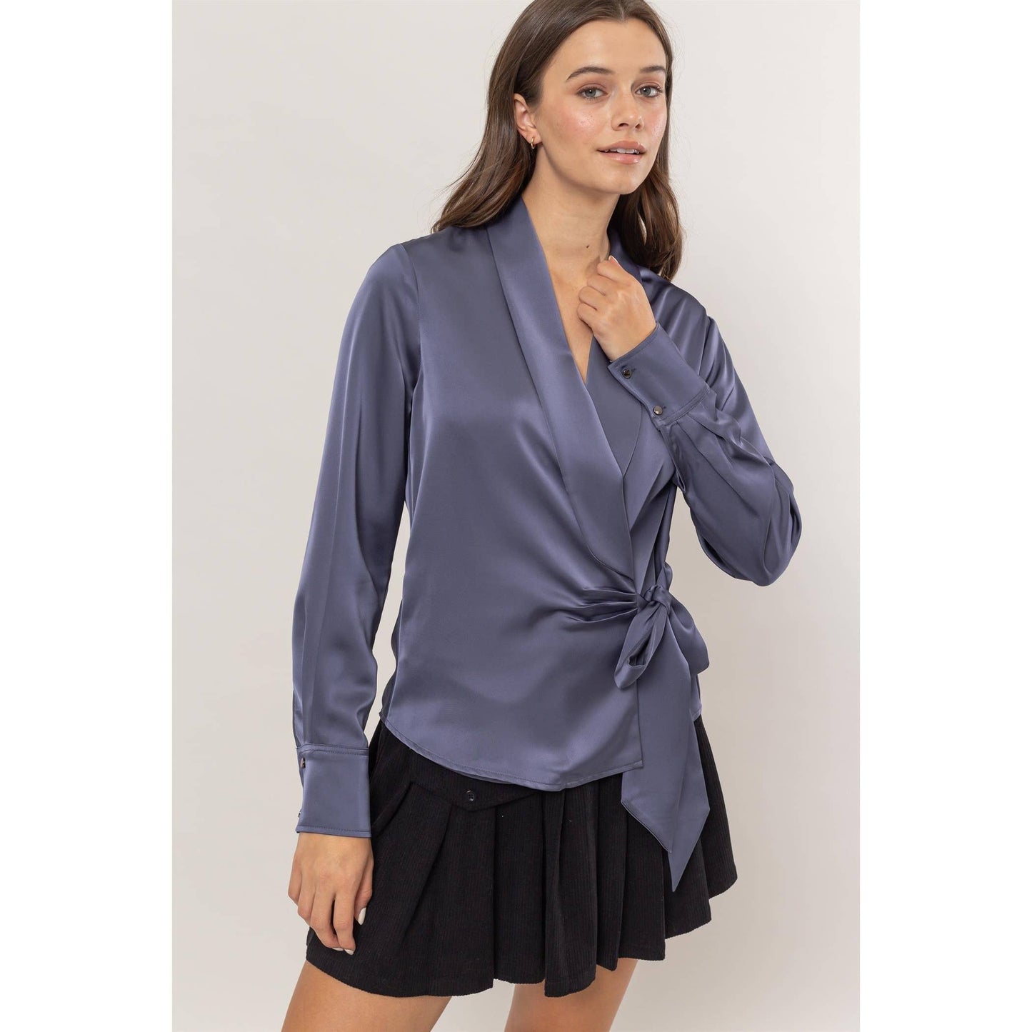 Satin Blouse With Tie Detail