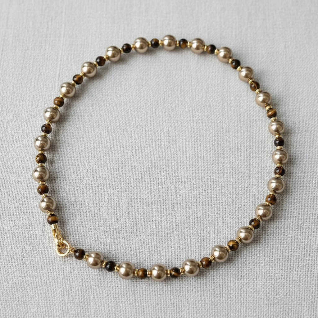 Tiger Eye Pearl Necklace