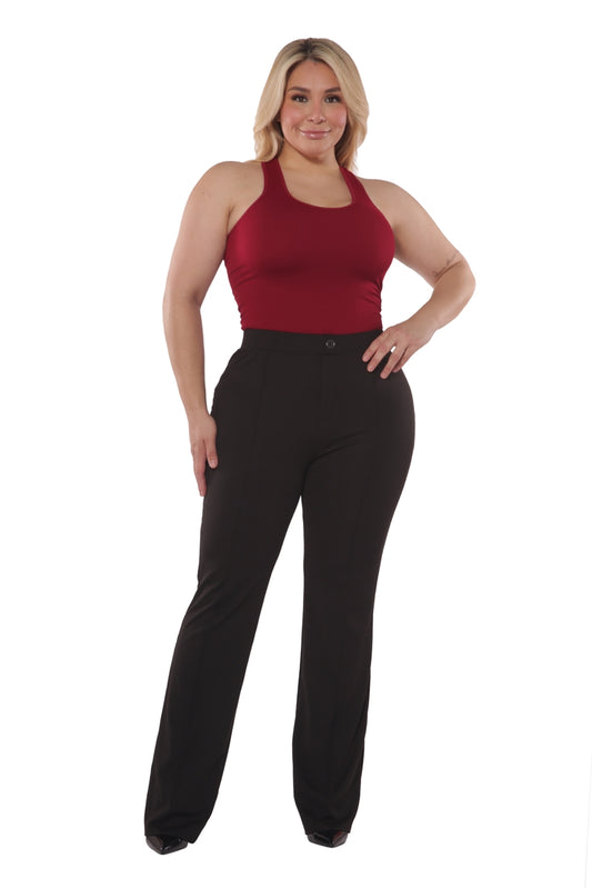 Plus Size Flare Pants W/Button