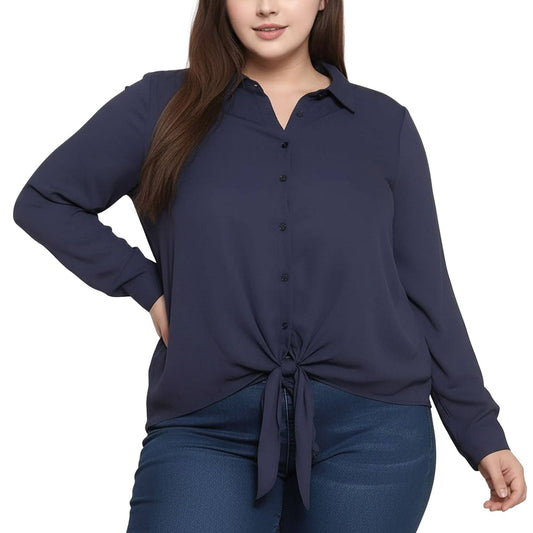 Plus Tie-Front Blouse