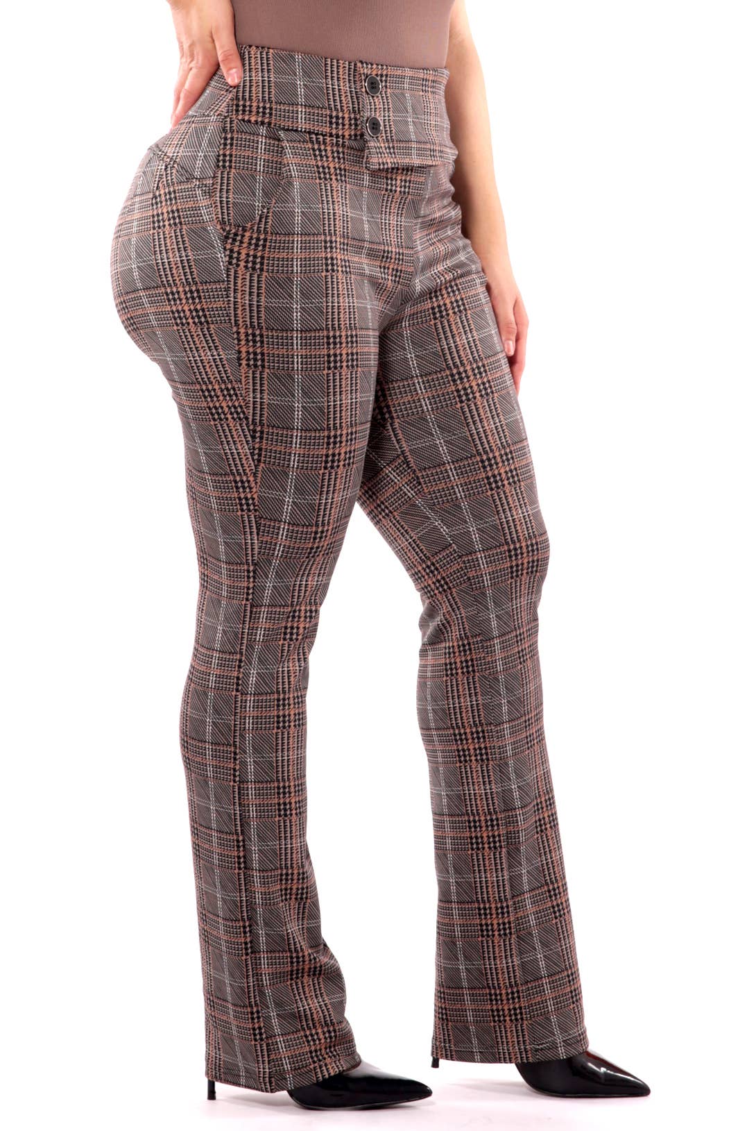 Plus Asymmetrical Button Waist Pants