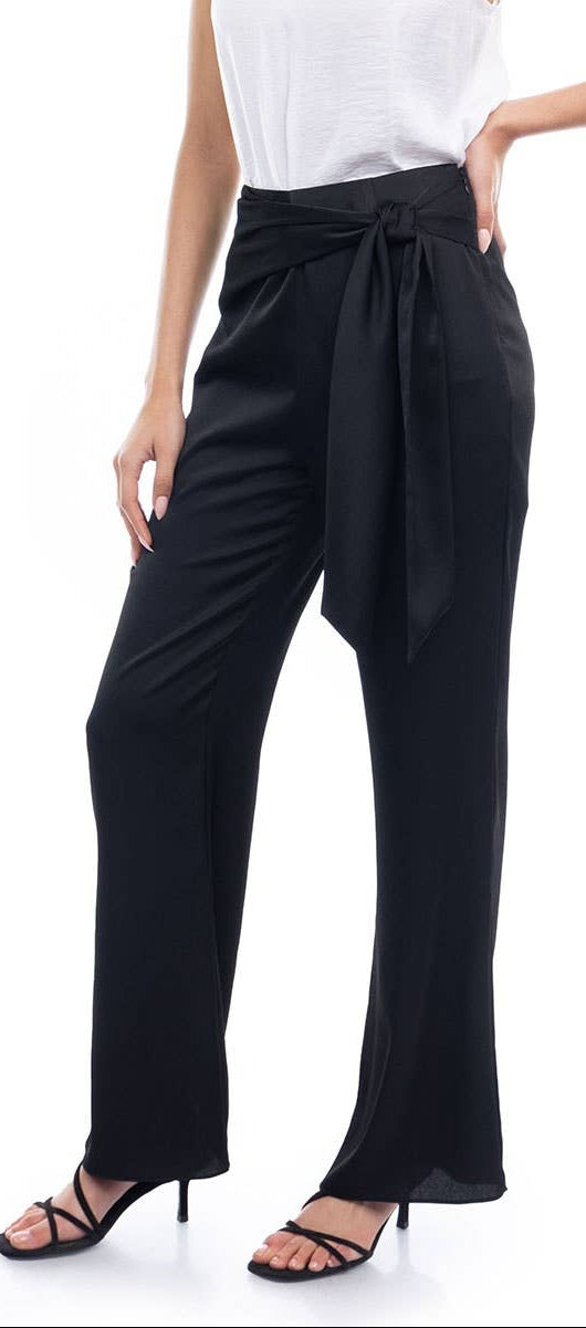 Side Tie Satin Pants