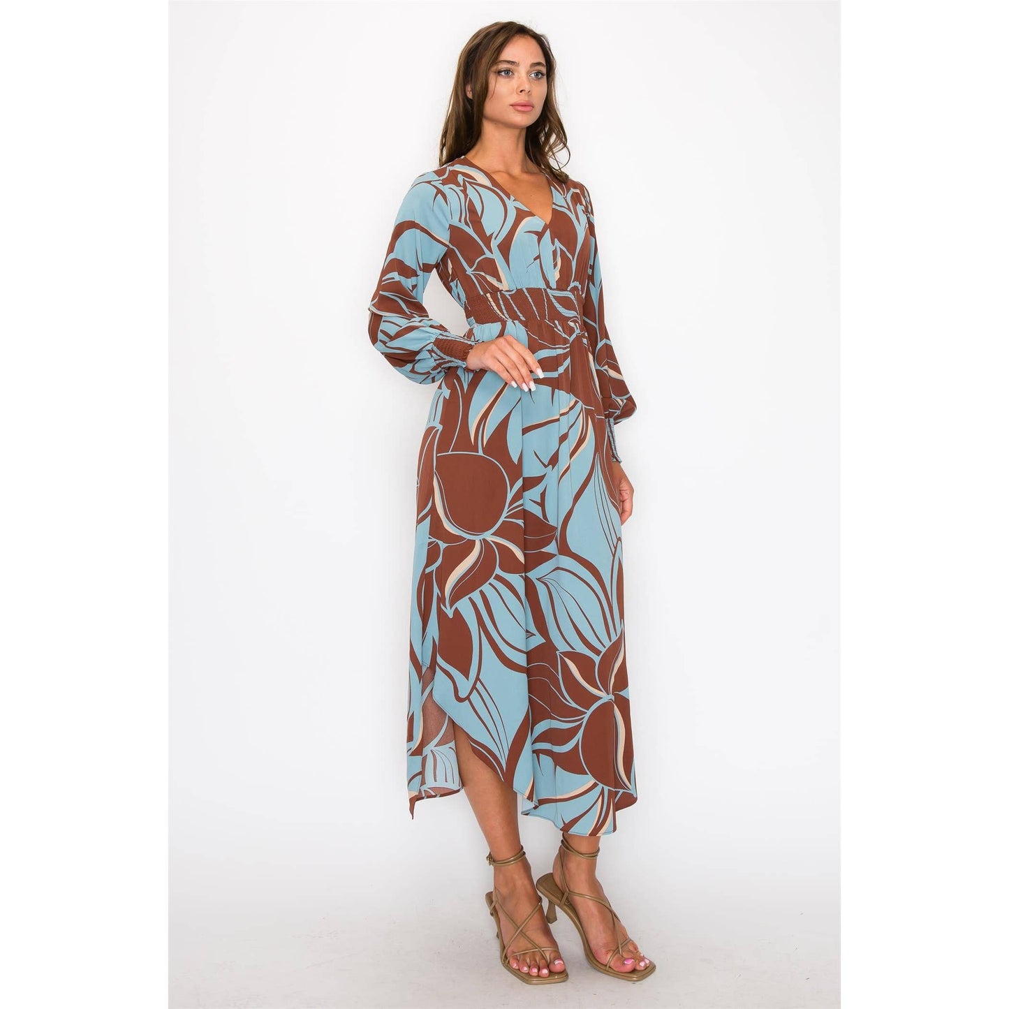 Leaf Print Maxi Dress