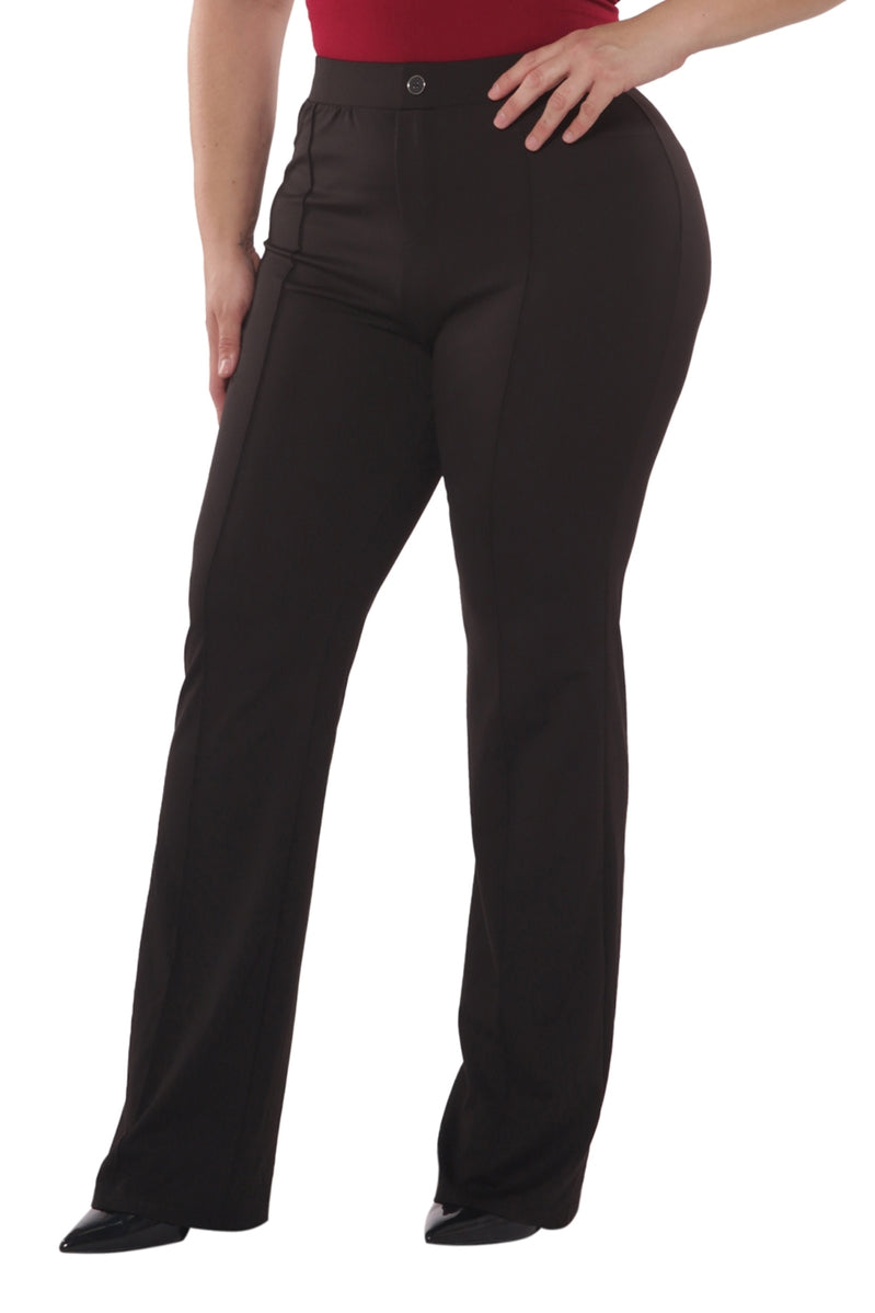 Plus Size Flare Pants W/Button