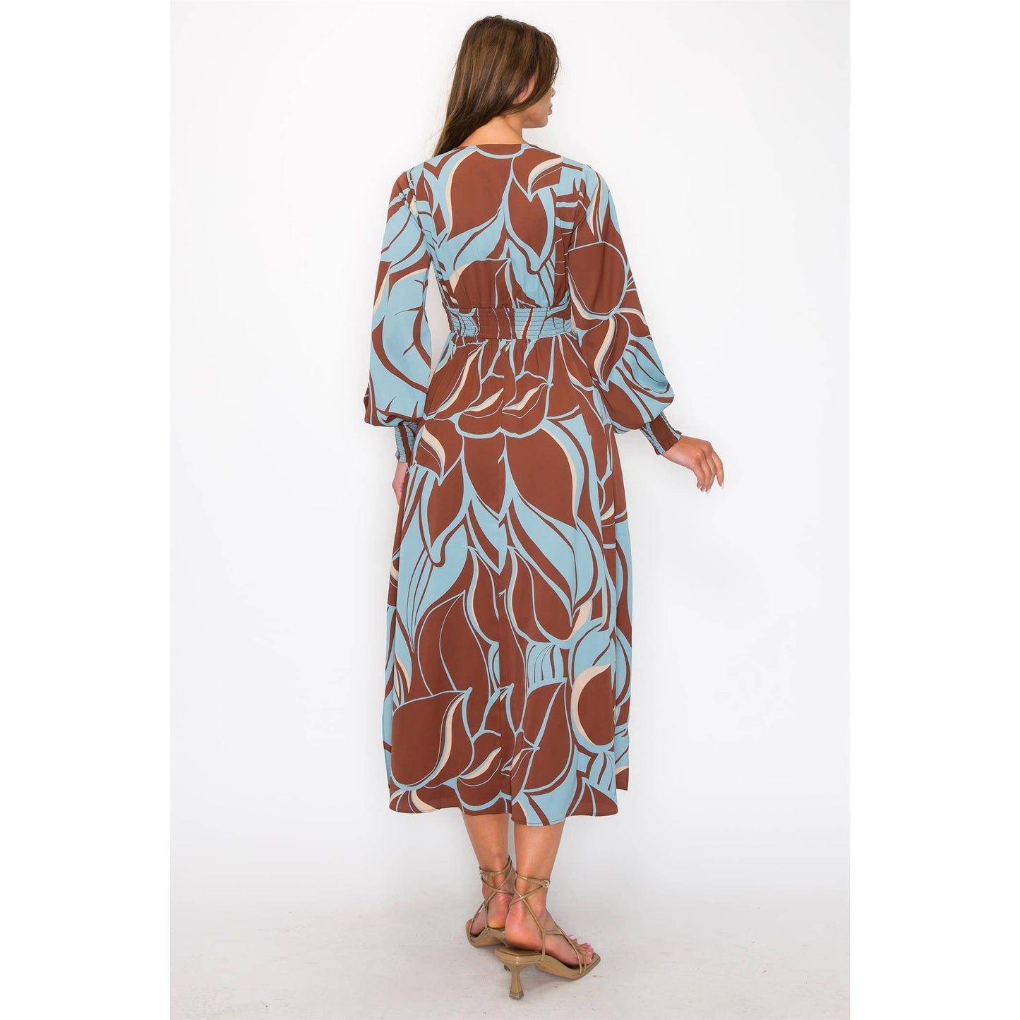 Leaf Print Maxi Dress