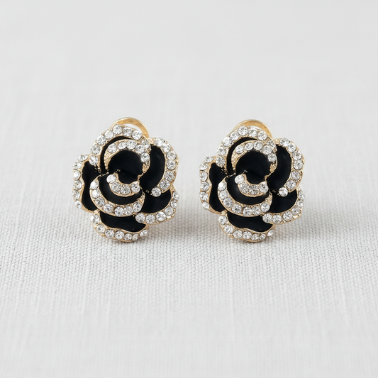 Black floral Studs