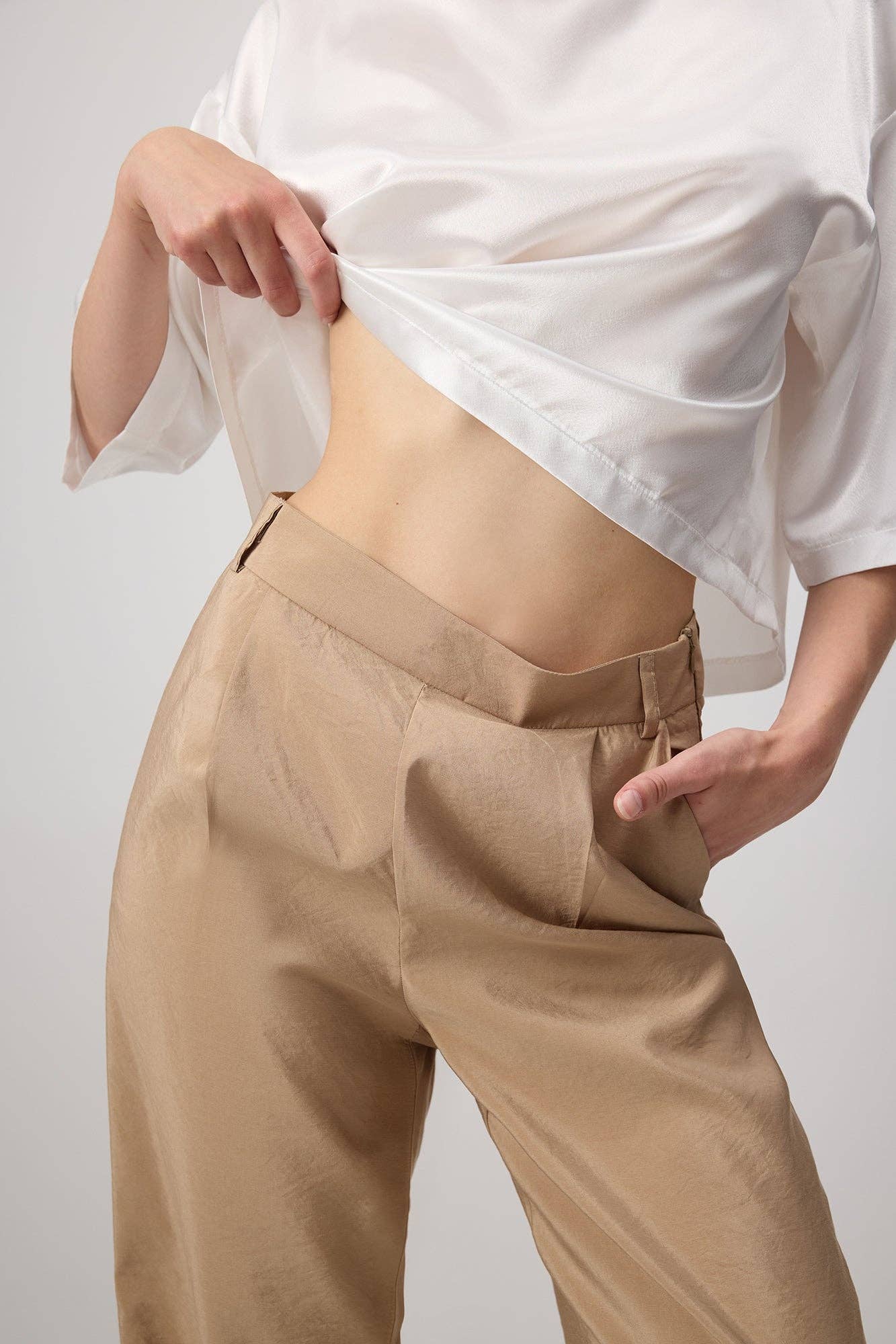High-Waisted Wide-Leg Cupro Pants