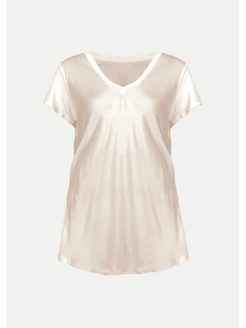 Satin V Neck T-Shirt