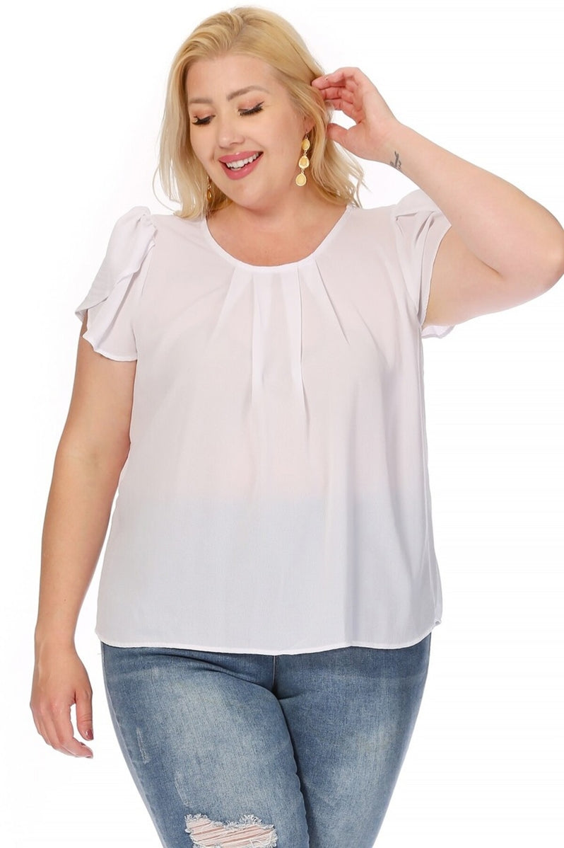 Plus size petal Cap Sleeve Blouse